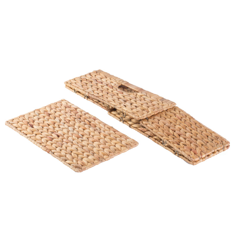 3 Small Hyacinth Baskets Rustic Handwoven Multipurpose Foldable Storage Organizer Decorative Laundry Totes and Woven Storage Bin for Bedroom Living Room Bathroom Pantry and Closet