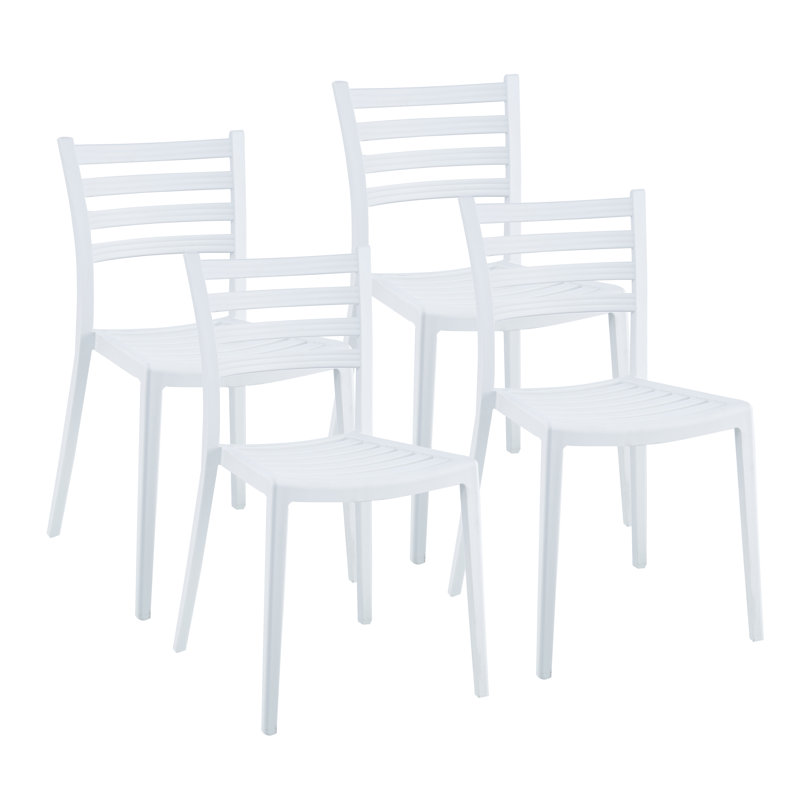 17.52'' H Stacking Side Chair, White, 4