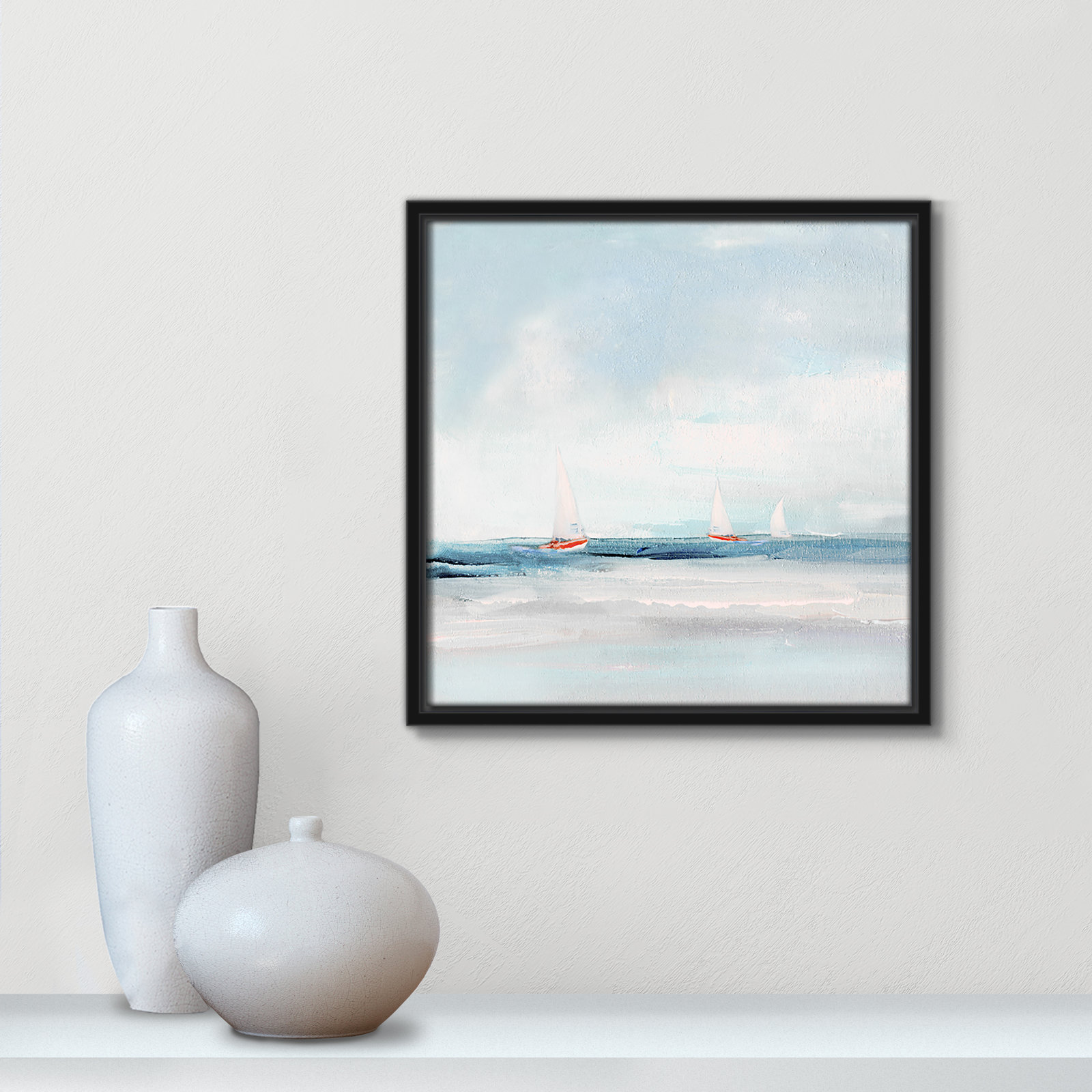 Ibis "Beach Sail Bliss" Print by Nan, Black, 13.5" H x 13.5" W x 2" D