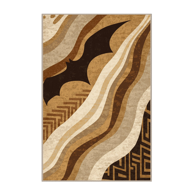 Tapis éclectique brun / beige Pittman Camazotz lavable à la machine, 4 x 2