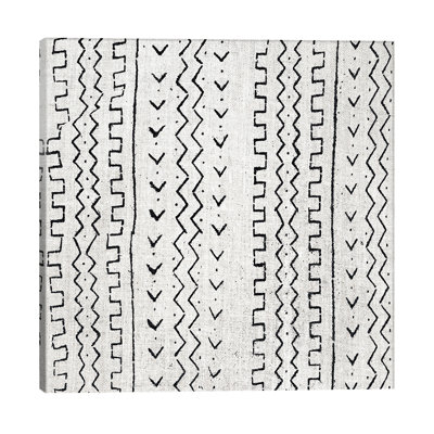 Mudcloth White Geometric Design VI by Ellie Roberts - Wrapped Canvas Print