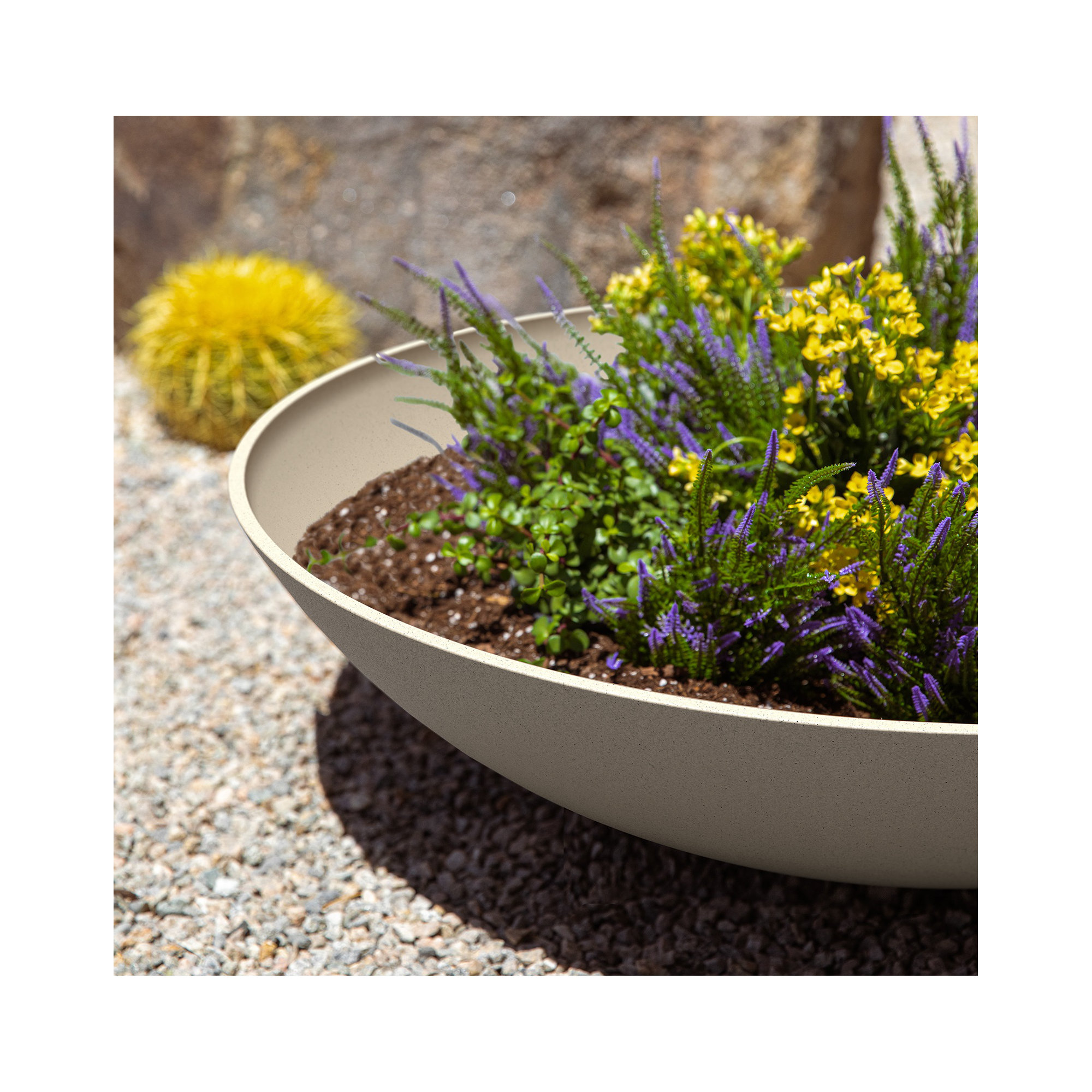 Pure Series Lane Bowl Planter, 8" H x 32" W x 32" D, Set of 1, Sand