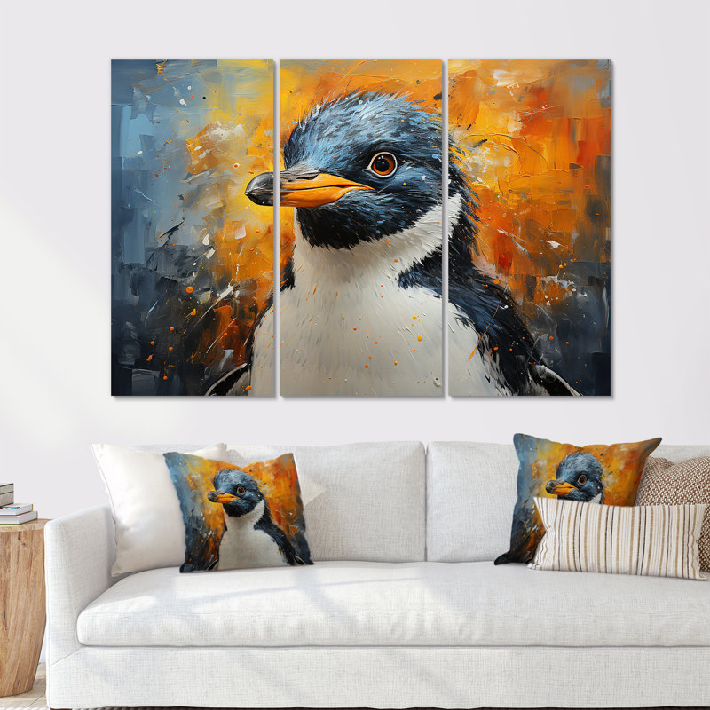 «Curious Penguin Portraits I», ensemble d'art sur toile pingouin, H 40 po x l 60 po