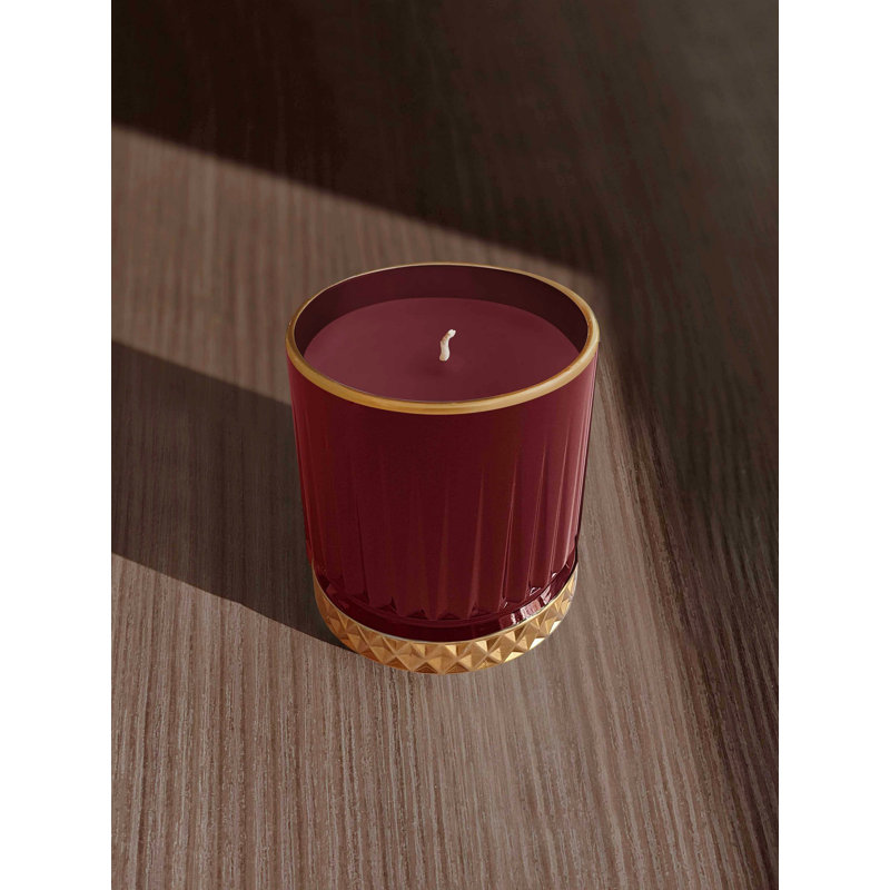 Bougie cylindrique sans parfum, Rouge bordeaux / or