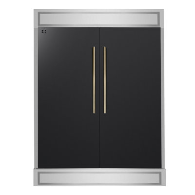 Forno Appliances - 60 in. Wide Maderno 27.2 Cu. Ft. Built-In Side-by-Side Convertible Refrigerator/Freezer with Decorative Grill - Black | Fridge.com