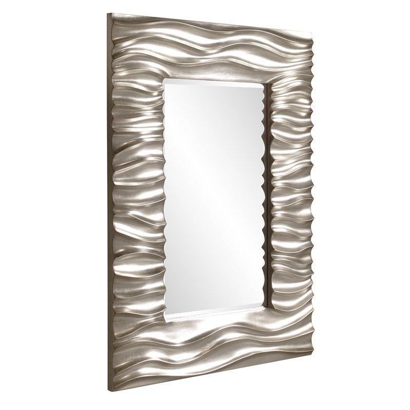 Beahn Rectangle Modern Beveled Accent Mirror, Silver