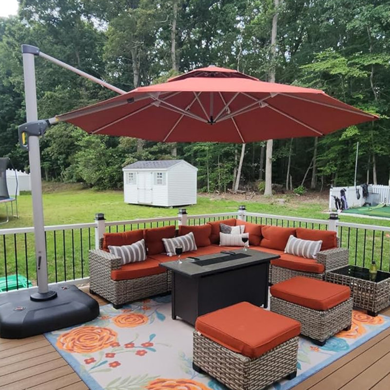 Legend 4m Cantilever Parasol With Base, Brick Red