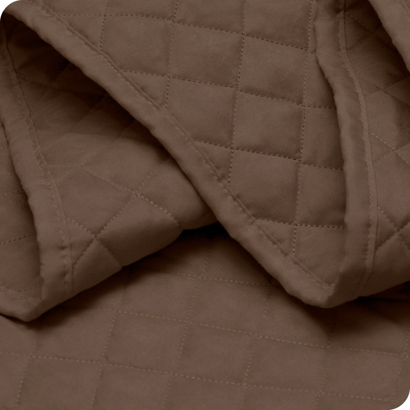 Full/Queen Cocoa Diamond Stitched Microfiber Quilt Set
