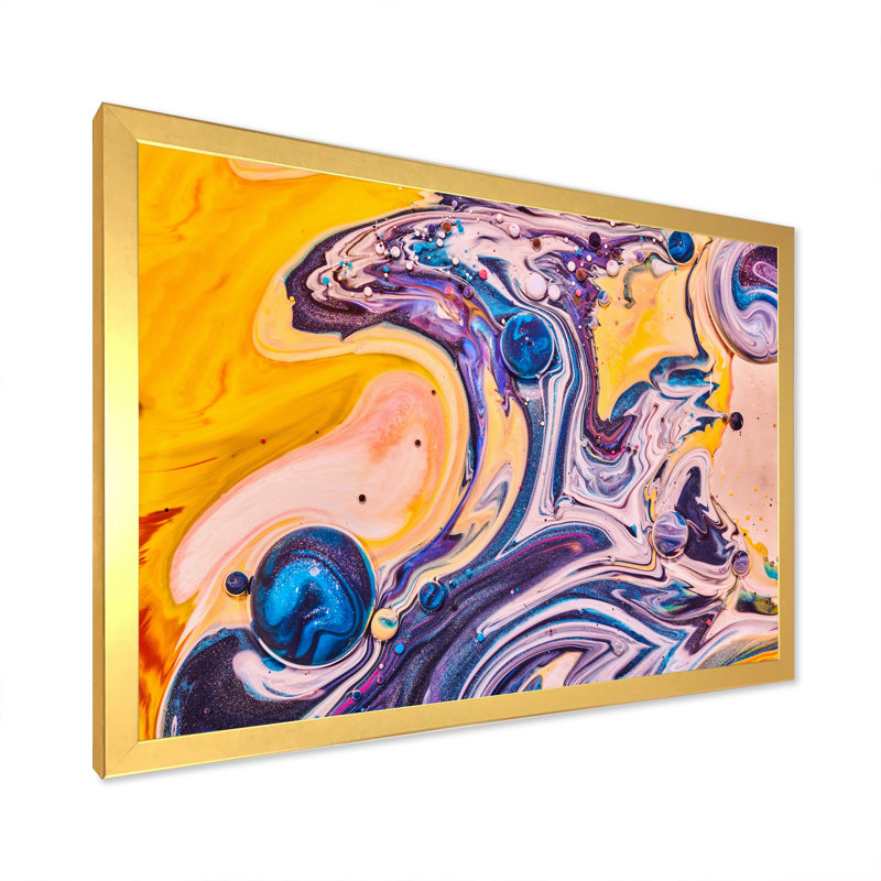 Jaune et mauve, acrylique, fluide, art II, impression sur toile moderne et contemporaine, H 8 po x l 12 po x P 0,1 po
