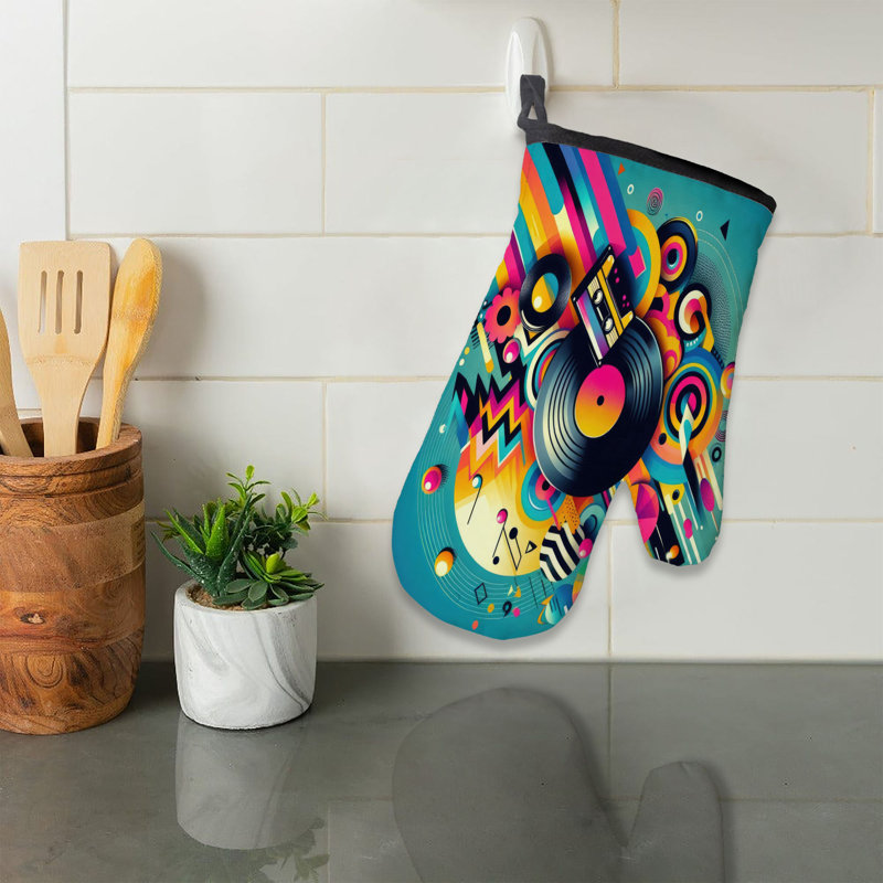 90s Electric Oven Mitt Cotton Twill