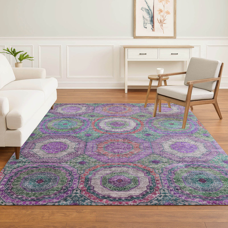 Premium Machine Washable Mayfield AMF2049 Panel Rug, 8' x 10', Purple