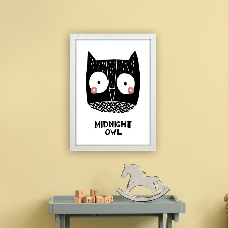 Owl by Miniofmine - Print, 46cm H x 34cm W x 3cm D, Brown Framed