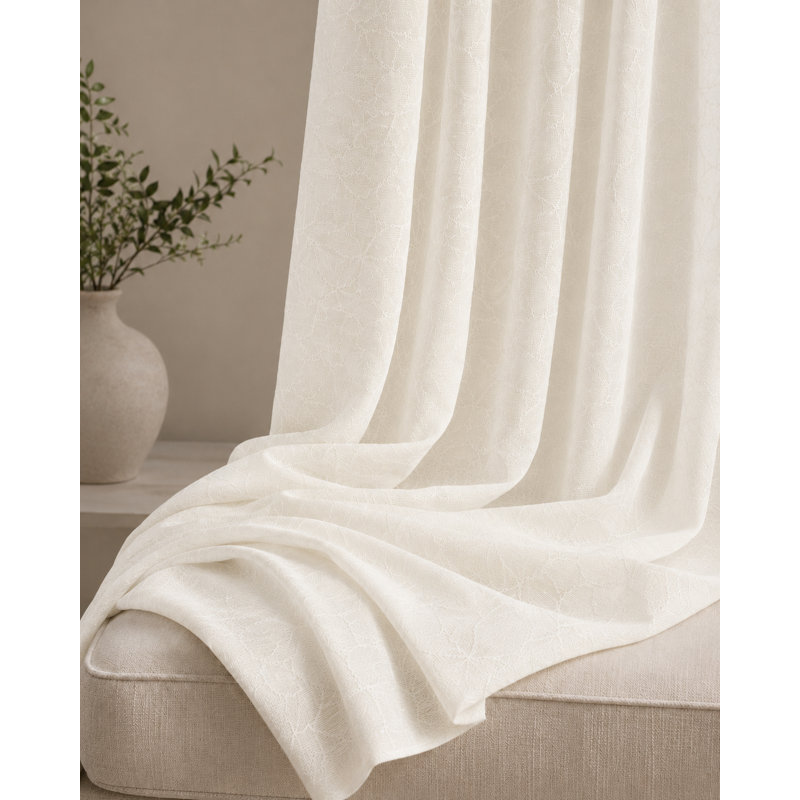Panneau de rideau simple semi-diaphane avec passe-tringle Audree, 54 po x 96 po, Ivoire