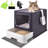 Extra Large Cat Litter Box With Mat, Plastic Standard Enclosed Litter Box , One-Way/ Free In& Out-93581547