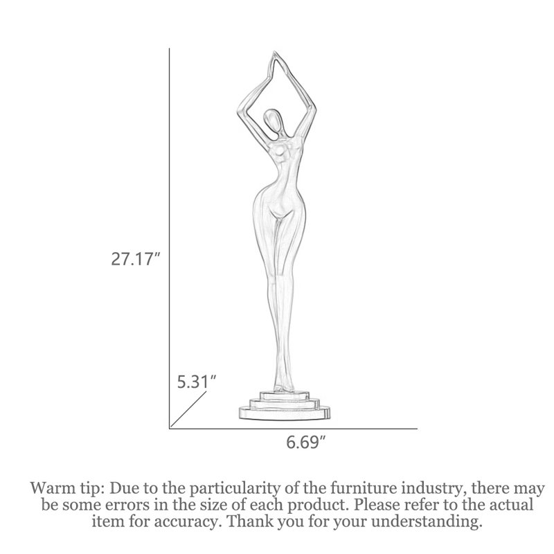 Sculpture Minimalist, Noir, H 27,17 po x l 6,69 po x P 5,31 po 