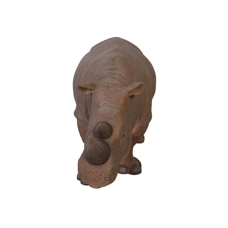 Grand-Scale Hand-Painted Resin Rhinoceros Statue