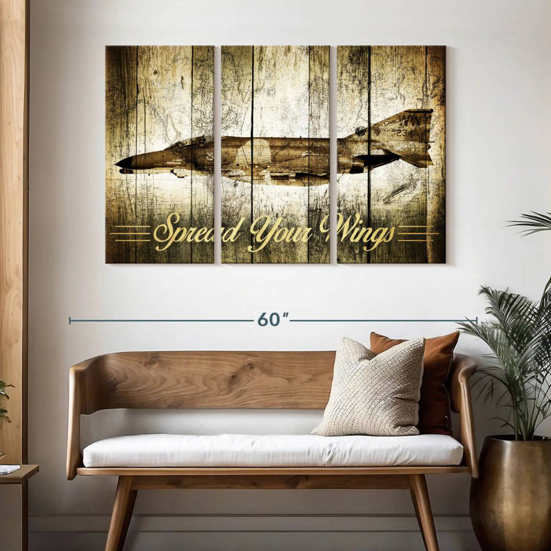 Mehar Grunge Fighter Jet, 32" H x 50" W