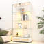 Petite armoire en verre trempé à 4 tablettes avec éclairage à DEL de 13 couleurs, rangement verrouillable et 2 tiroirs pour le bureau, la cuisine, les lumières de porte multifonctionnelles naturelles et élégantes-926544420