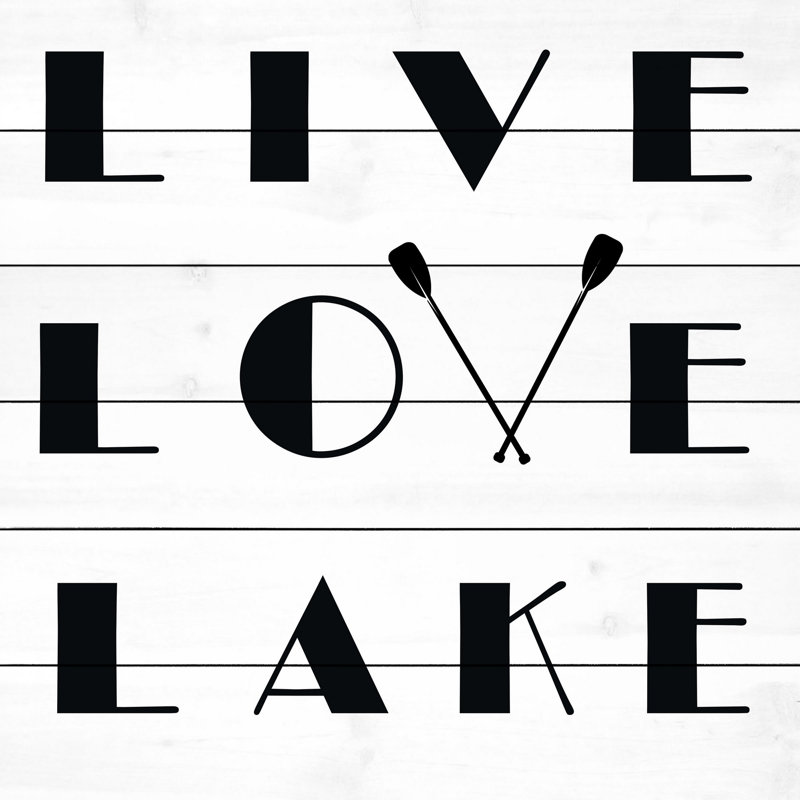 « Live Love Lake »-impression d’art textuel sur bois, H 24 po x l 24 po x P 1,5 po