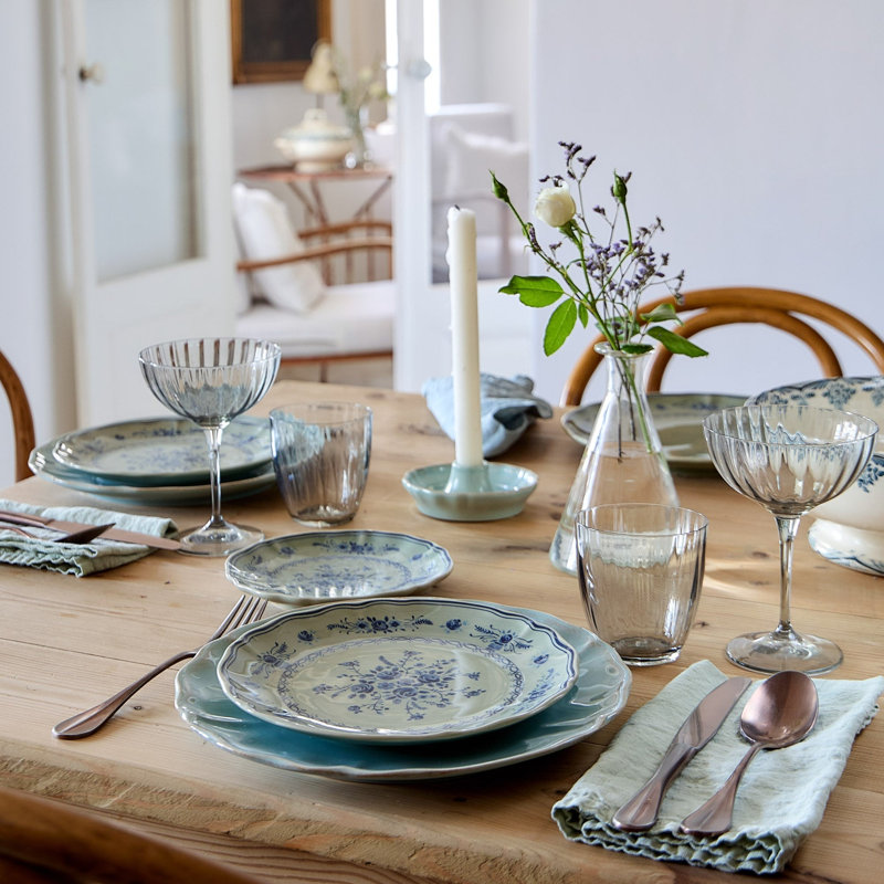 Vila Salad Plates, Blue/Olive