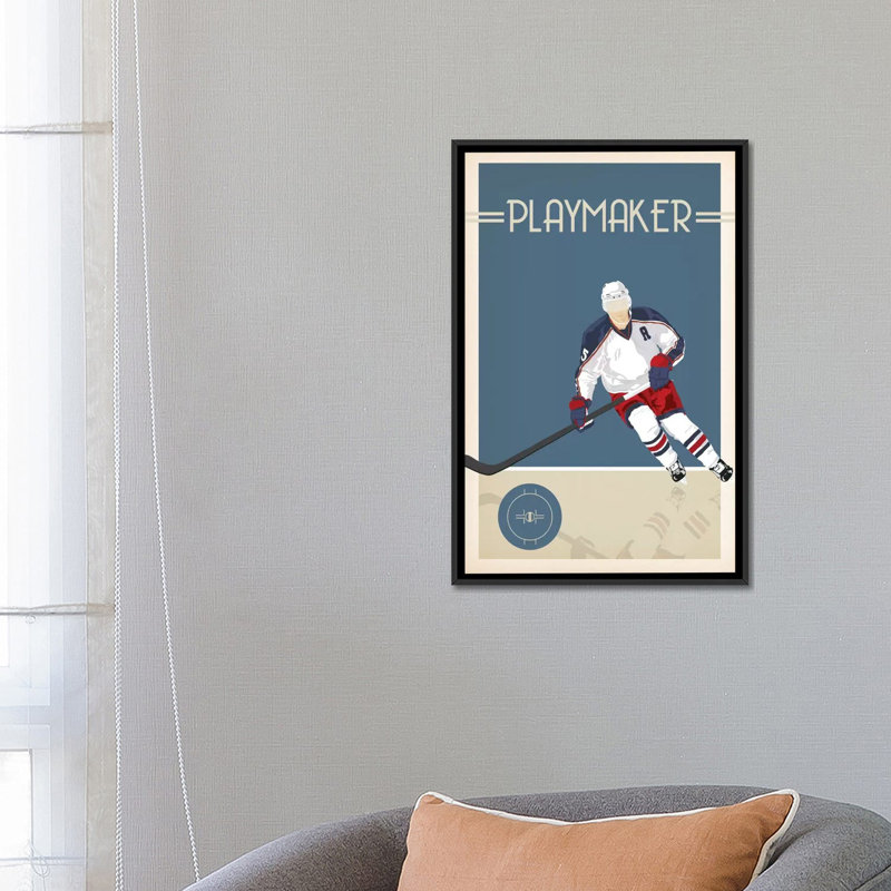 « playmaker », impression sur toile, H 26 po x l 18 po x P 1,5 po, Toile avec cadre noir, Pas de tapis