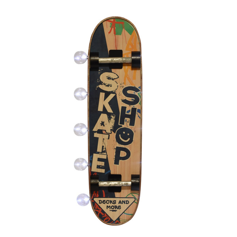 Métal éclairé avec planche à roulettes 3D