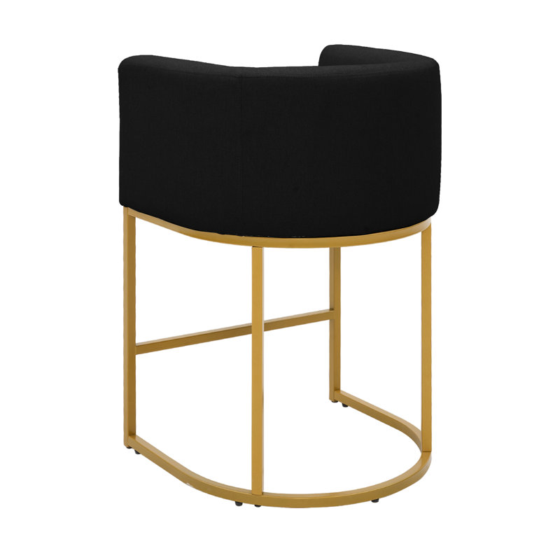 Tabouret de baril de comptoir rembourré, Chameau, Noir
