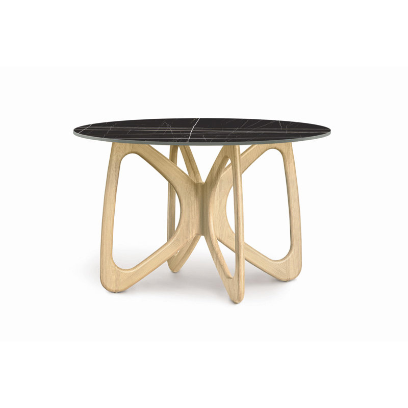 Butterfly Round Dining Table, Seared Oak, Black, 30"H x 48"L x 48"W