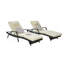 Ensemble de 2 chaises longues d'extérieur en osier avec coussins, chaise longue inclinable en osier