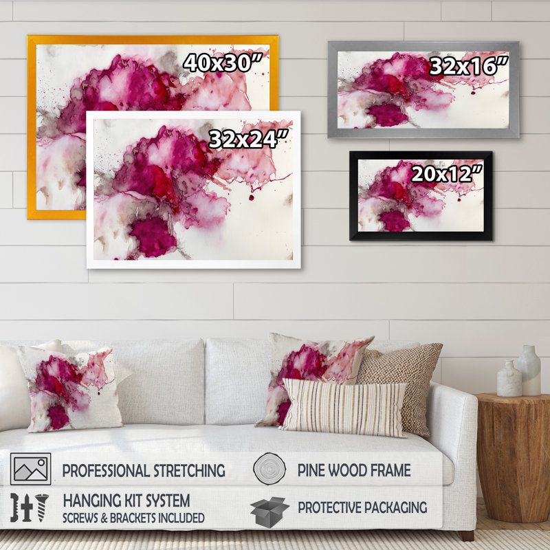 Ancien mystère in Viva Magenta VI - reproduction sur toile, Cadre simple noir, H 30 po x l 40 po x P 1,5 po