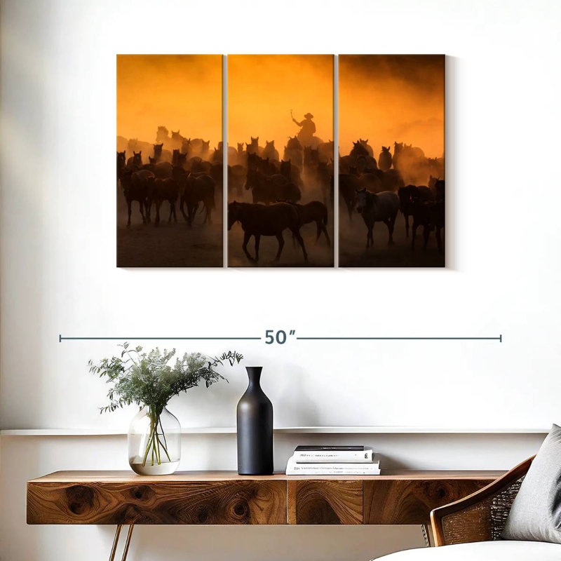Lelar Herding Horses, 24" H x 38" W
