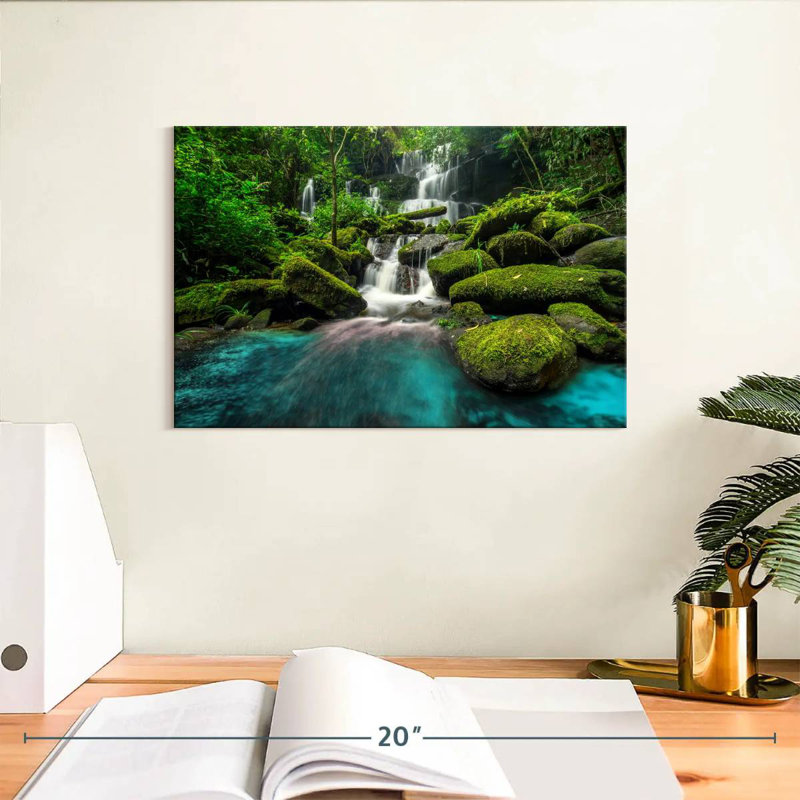 Forest Waterfall Scene, 8" H x 12" W
