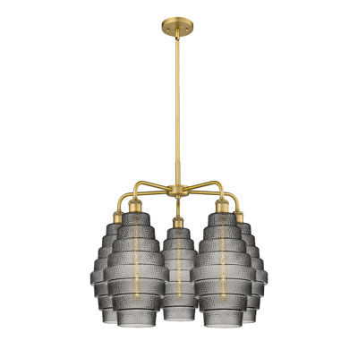 Bedrie 5 - Light Steel Dimmable Chandelier