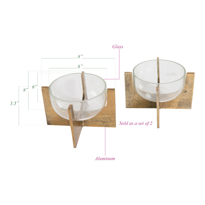 Ensemble de petits porte-votive en métal/verre 2 pièces