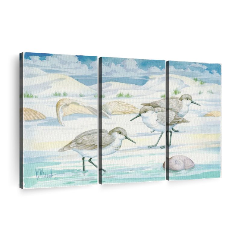 «Shell Island Sandpipers», 3 pièces, H 28 po x l 45 po x P 1,25 po