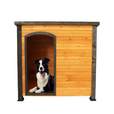 Niche pour chien 45 po pour l'extérieur et l'intérieur, sangle d'hiver avec pieds surélevés, grand chien résistant aux intempéries (rouge doré et noir)