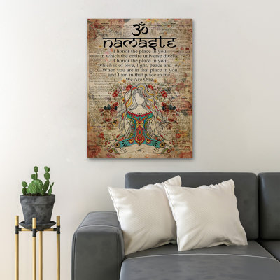 A Beautiful Meditating Girl - I Honour The Place In You In The Universe Dwells - 1 pièce, reproduction d'art graphique sur toile tendue