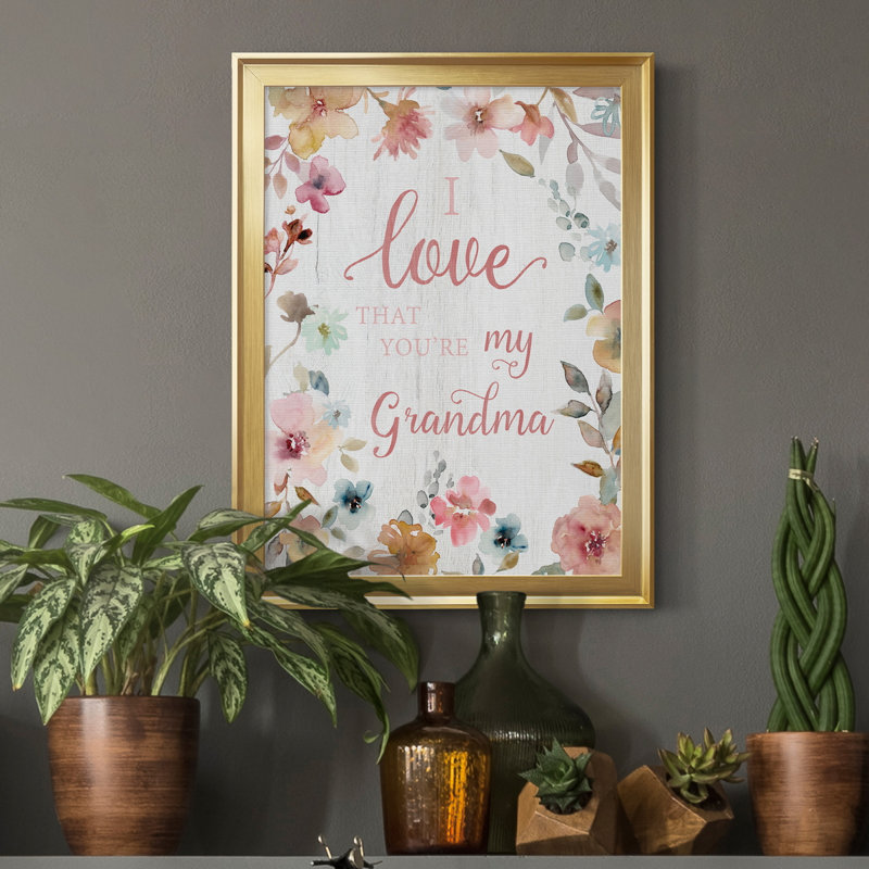 «Love Grandma», art textuel sur toile, H 18,5 po x l 24,5 po x P 1,5 po, Or