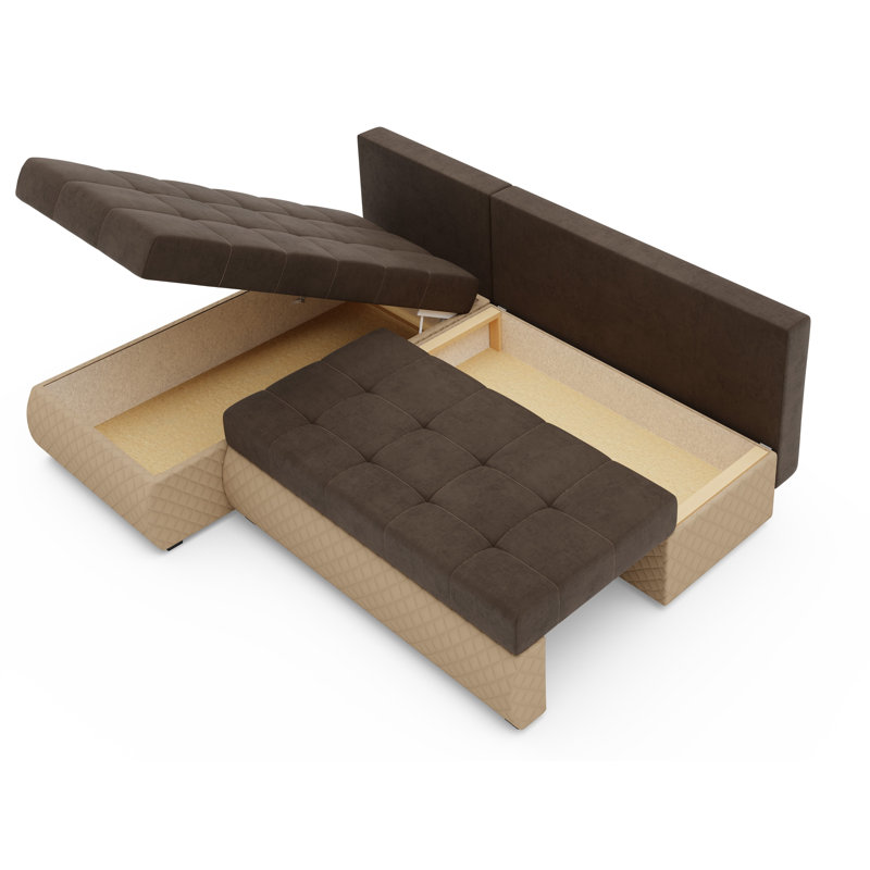 Shenka 3 Seater Corner Sofa , Brown - Microfaza20/Dolaro100, Left -sided