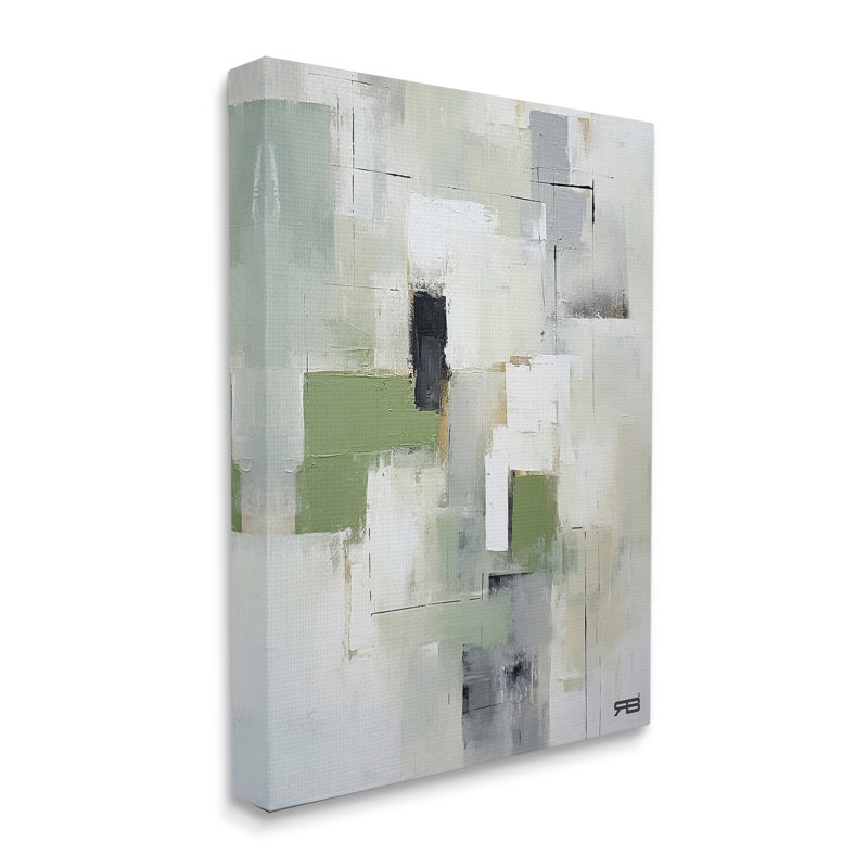 Art mural sur toile, formes subtiles de gris par RB, 40" H x 30" W
