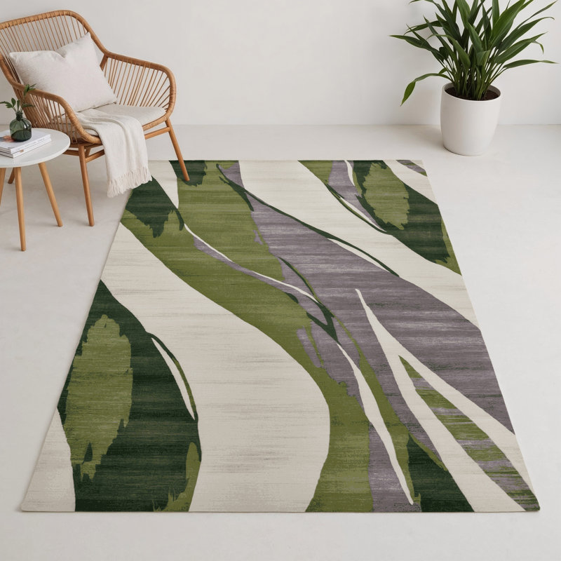 Watercolor Brown Indoor and Outdoor Area Rug, Rectangle 5' x 7'
