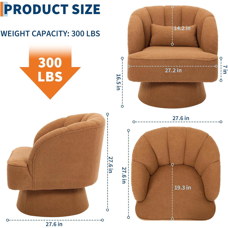 Upholstered Swivel Armchair, Brown Teddy