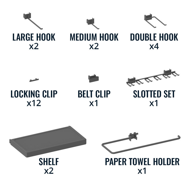 34" x 32" Pegboard | 13 Attachments