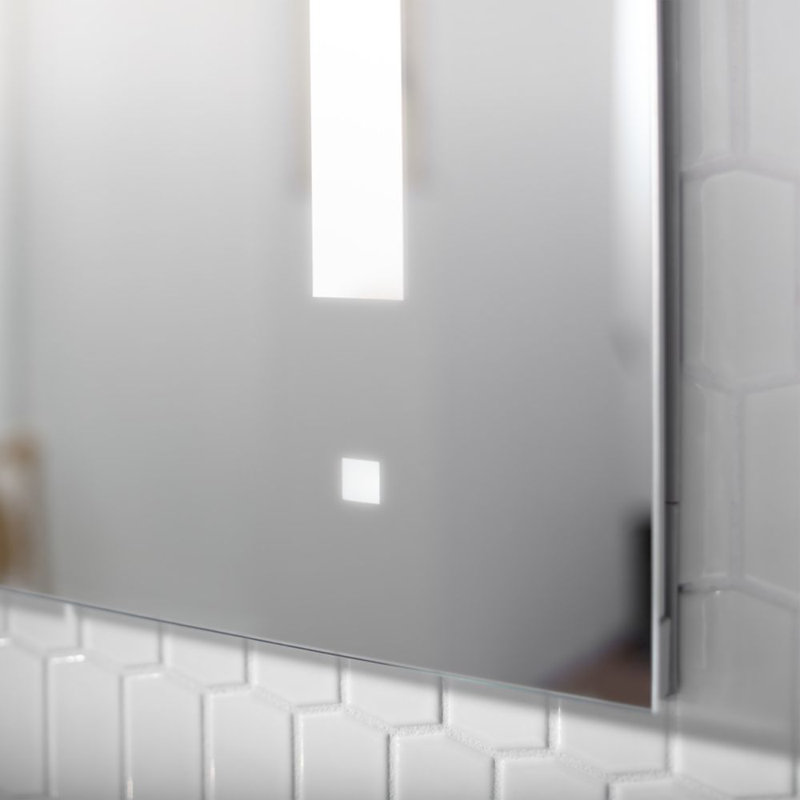 AiO Recessed Frameless Medicine Cabinet with 6 Adjustable Shelves and LED Lighting, 39.375" H x 29.25" W x 4" D, Left
