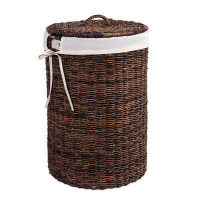 Panier à linge rond tissé à la main avec poignées