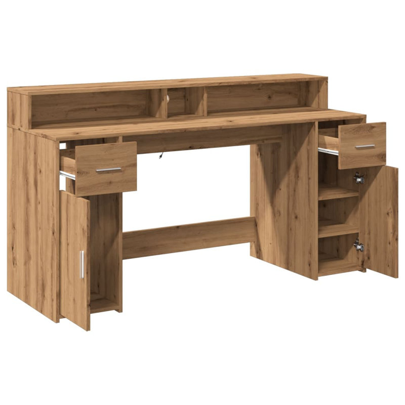 Computer Desk, 91cm H x 160cm W x 55cm D, Artisan/oak