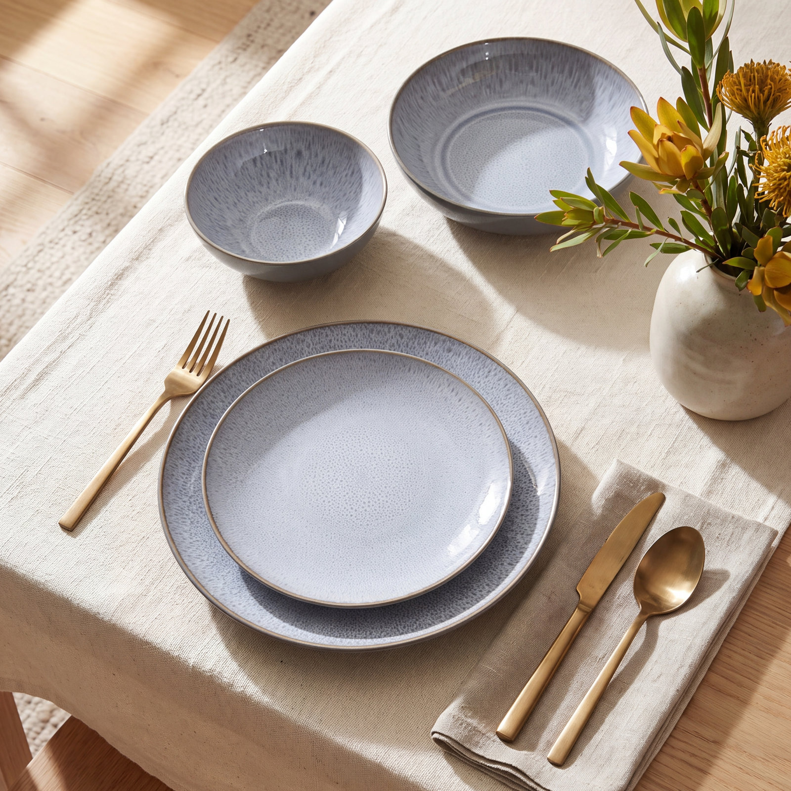 Karst Ceramic，Stoneware Dinnerware Set, White