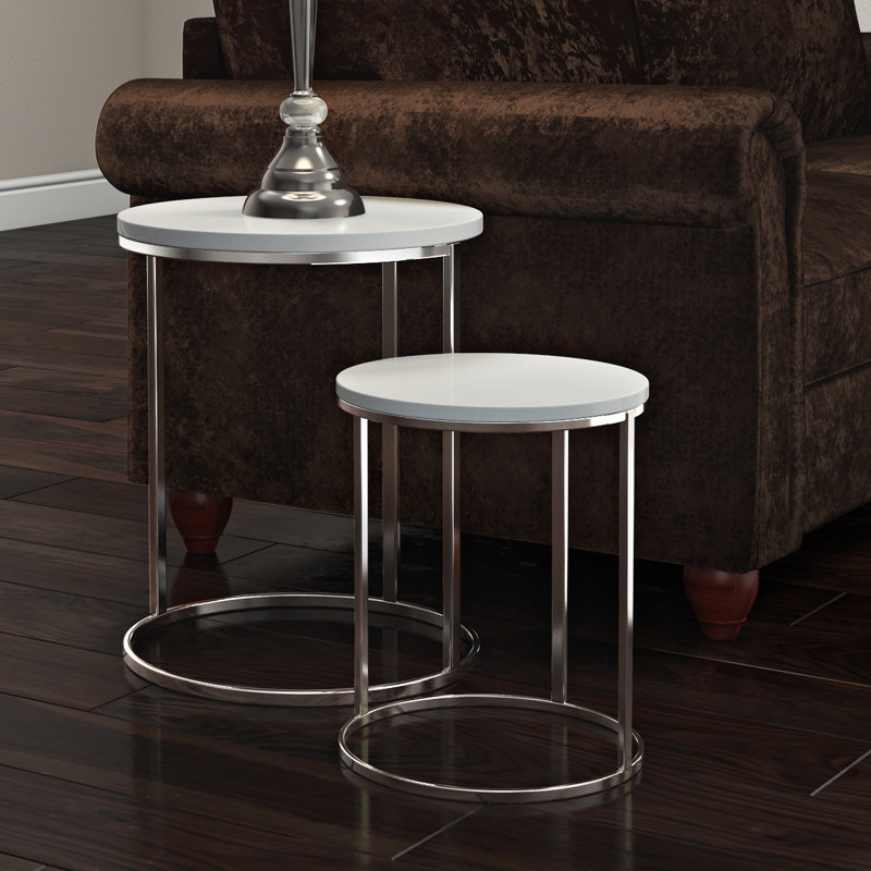 2 Piece Nest of Tables, White