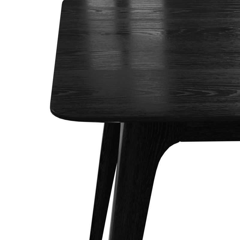 Table de salle à manger rectangulaire en esthétique Mid-Century, pieds en bois d'hévéa massif noir, plateau en faux bois d'aspect grain naturel, profondeur de 29,04 po, support de 250 lb, plateau à assemblage rapide nécessitant peu d'entretien, idéal