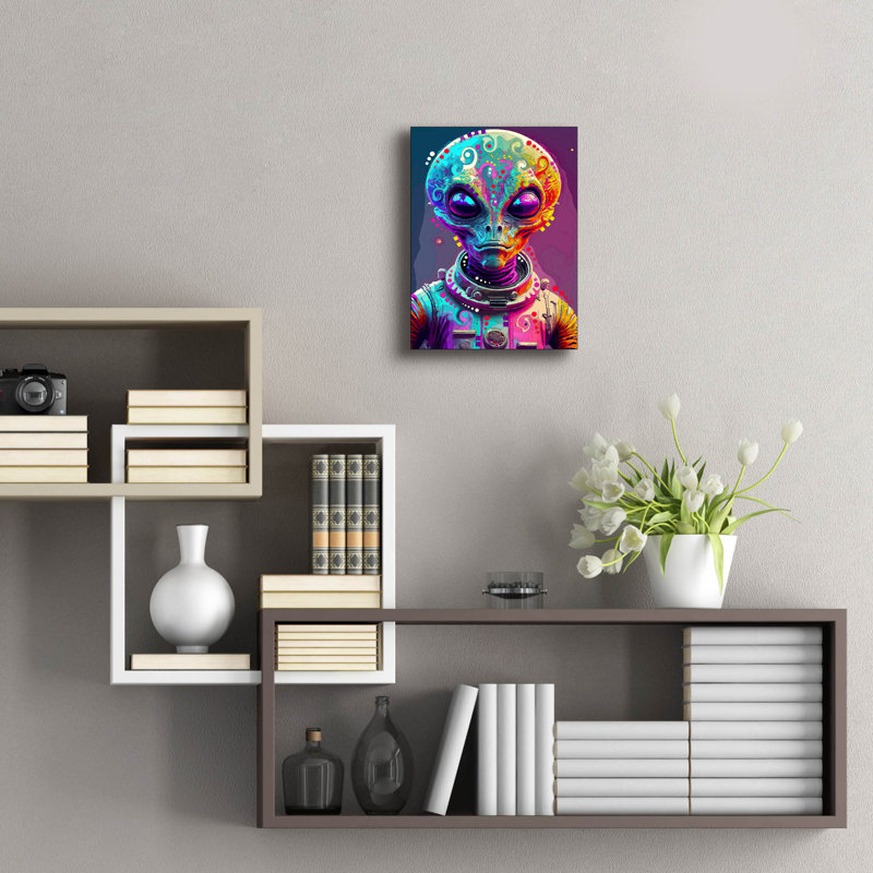 «Alien» par Dean Russo, art mural en verre acrylique, 16 po x 24 po, H 16 po x l 12 po x P 0,13 po